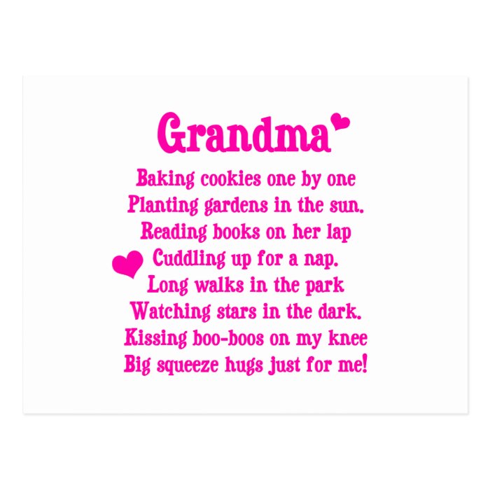 Grandma's Poem Post Cards