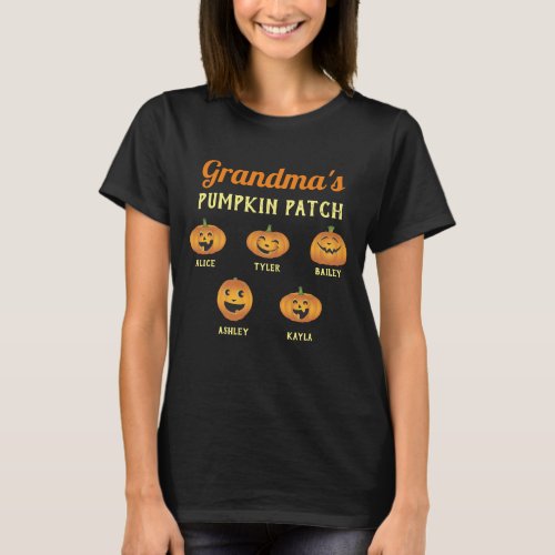 Grandmas Pumpkin Patch Custom Grandkids Names T_Shirt