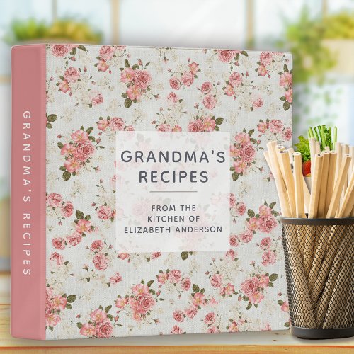 Grandmas Recipe Binder  Vintage Floral