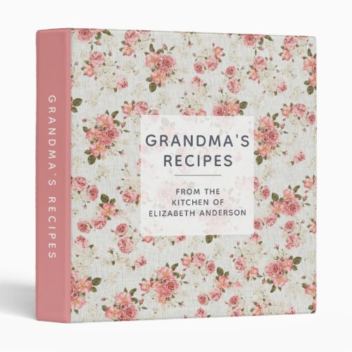 Grandmas Recipe Binder  Vintage Floral