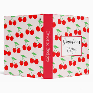 Grandma's Recipe Cherry Pattern Custom 3 Ring Binder