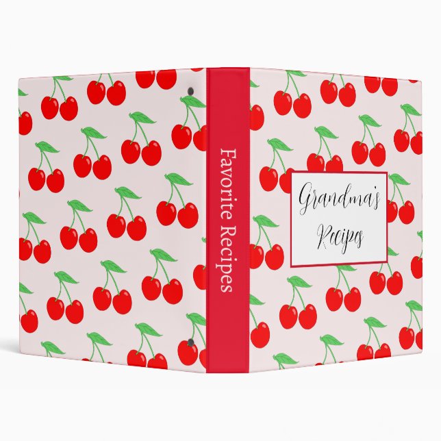 Grandma's Recipe Cherry Pattern Custom 3 Ring Binder (Background)