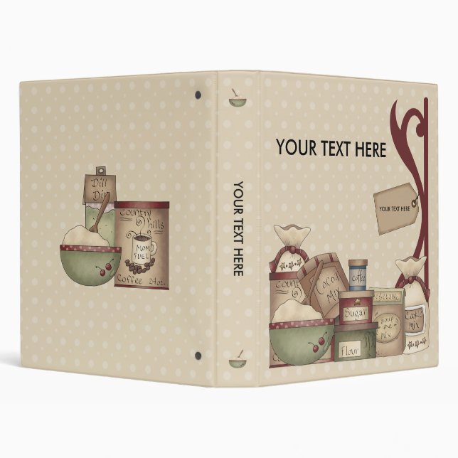 Grandma's Recipe's 1" (Add Your Own Special Text) 3 Ring Binder (Background)