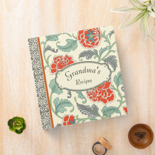 Grandmas recipes Classic japanese flower pattern 3 Ring Binder