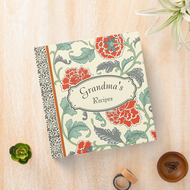 Grandmas recipes Classic japanese flower pattern 3 Ring Binder (In Situ)