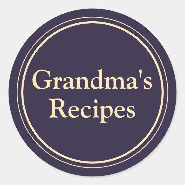 Grandma's Recipes Classic Round Sticker (Front)