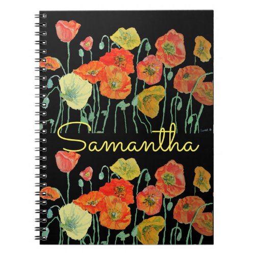 Grandmas Recipes red Poppy Watercolour Notebook