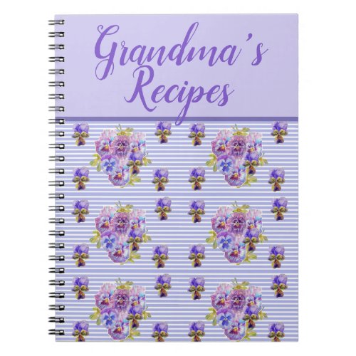 Grandmas Recipes Viola Purple Lilac Floral Flower Notebook