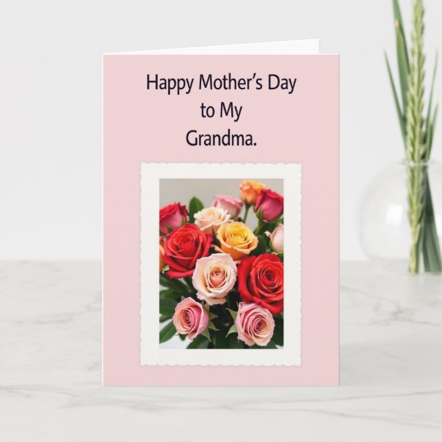 Grandmas Rose Bouquet Card (Front)