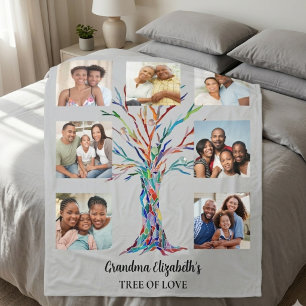Grandma's Seven Photo Collage Gray Fleece Blanket