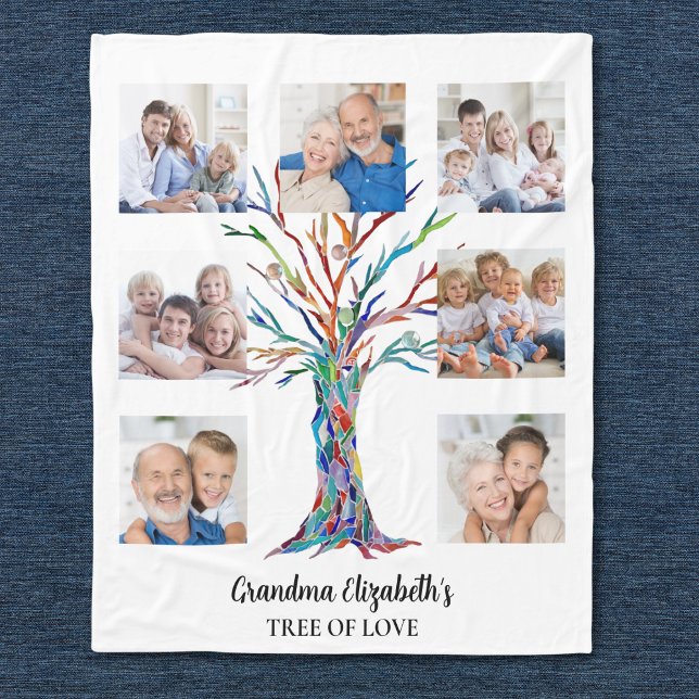 Grandma's Seven Photo Personalized Collage Fleece Blanket (Creator Uploaded)