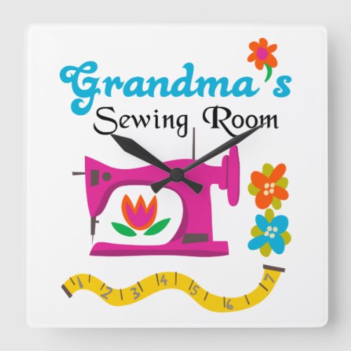 Grandmas Sewing Room Square Wall Clock