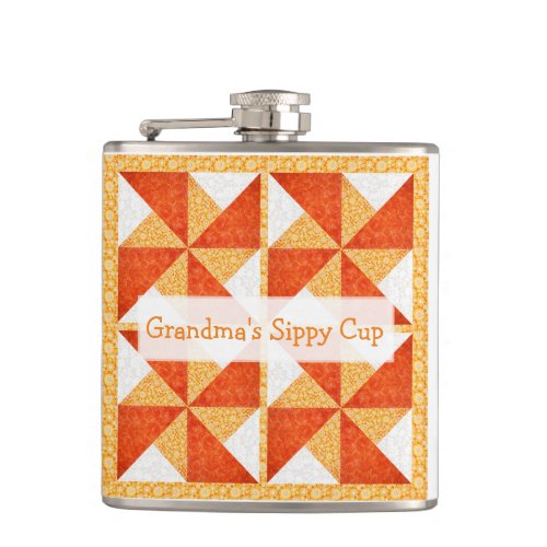 Grandmas Sippy Cup Quilt Look Flask