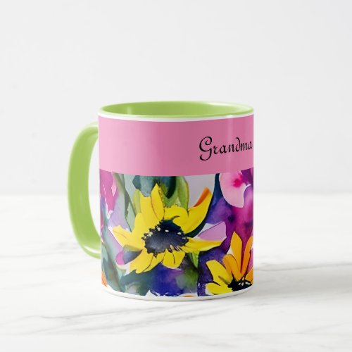 Grandmas special watercolor floral mug