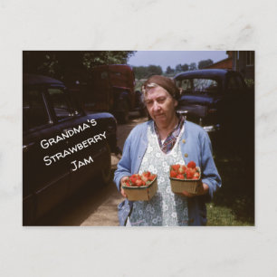 Grandma's Strawberry Recipe Fresh Strawberries Old Postcard