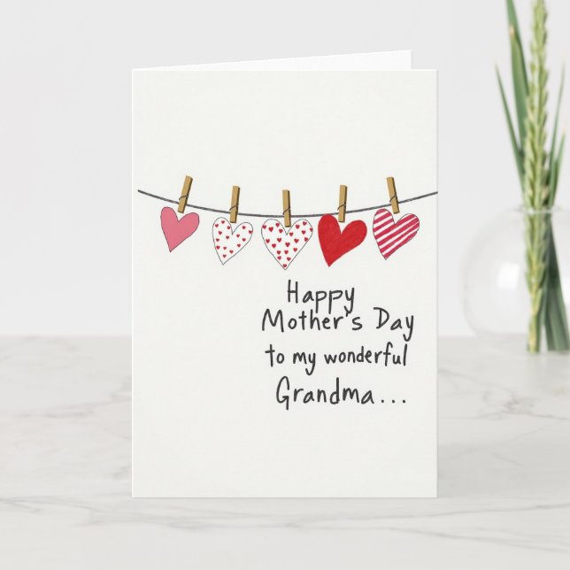 Grandmas Striped Heart Mother Card (Front)