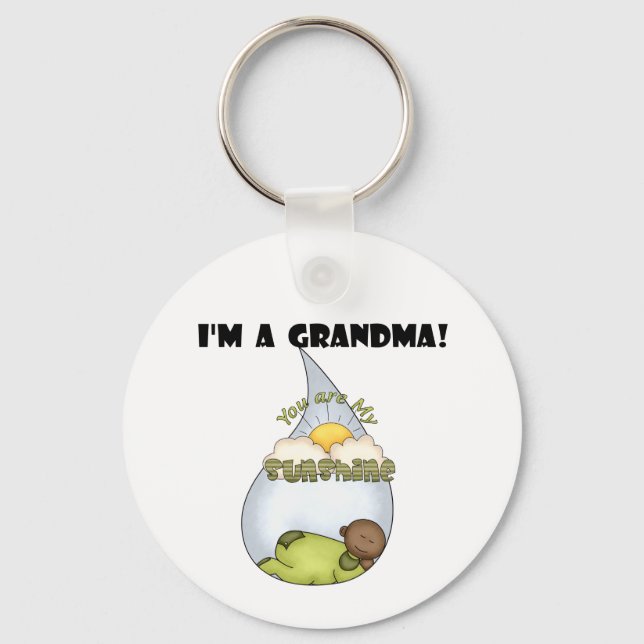 Grandma's Sunshine-African American Boy Keychain (Front)