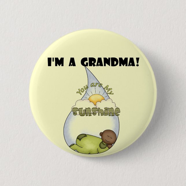 Grandma's Sunshine-African American Boy Pinback Button (Front)