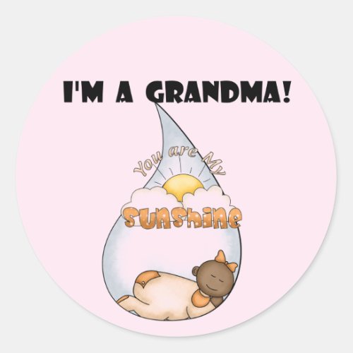 Grandmas Sunshine_African American Girl Classic Round Sticker