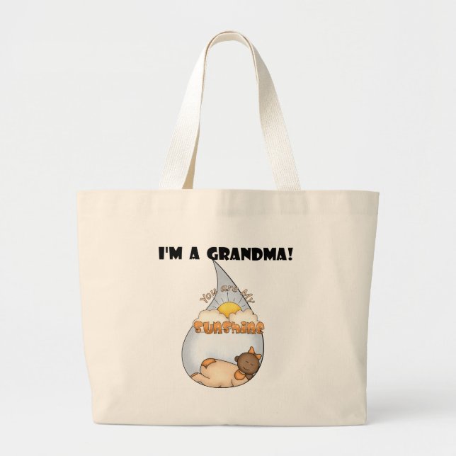 Grandma's Sunshine-African American Girl Large Tote Bag (Front)