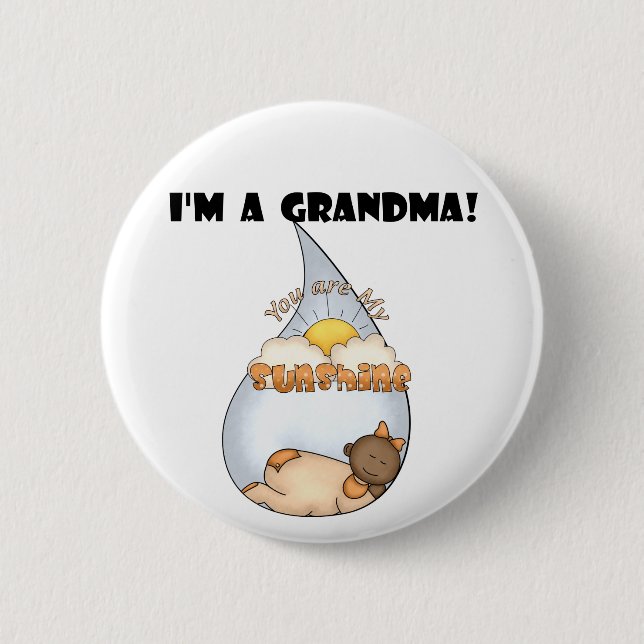 Grandma's Sunshine-African American Girl Pinback Button (Front)