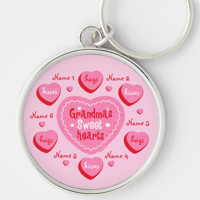 Grandma's Sweethearts Personalized Keychain (Front)
