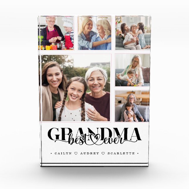 Grandma's Team Modern Collage Keepsake Photo Block (Front)