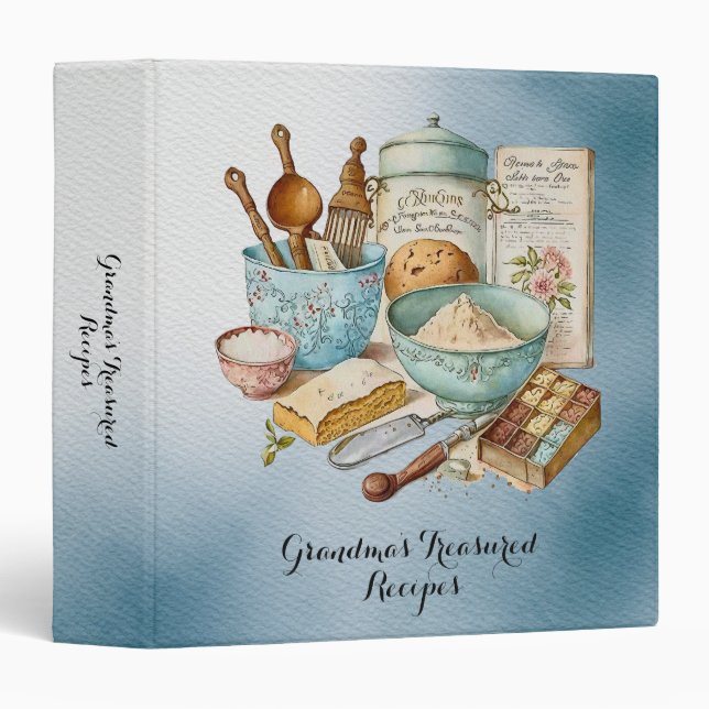 Grandma's Treasured Recipes Binder (Front/Spine)