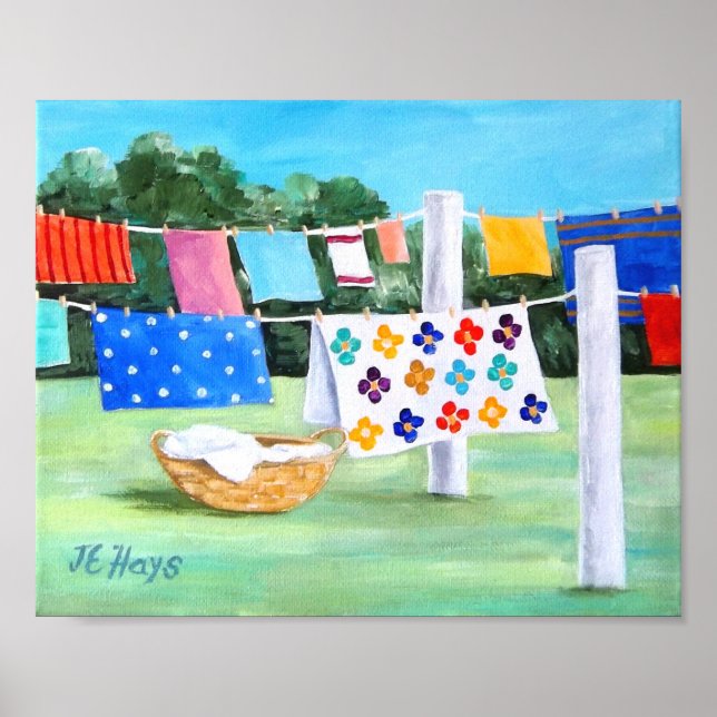 Grandma's Washline w/ Laundry Basket Poster (Front)