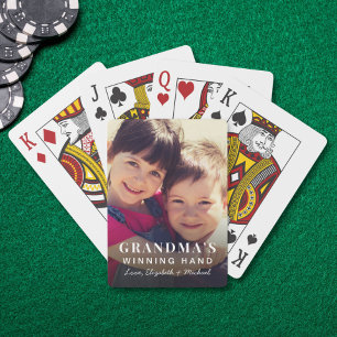 Grandma's Winning Hand Photo Playing Poker Cards