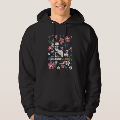 Grandmasaurus Dinosaur Floral Decor Grandma Saurus Hoodie