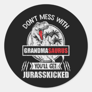 Grandmasaurus Dinosaur Grandma Grandmother Gift Classic Round Sticker