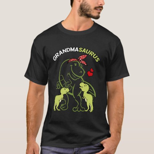 Grandmasaurus Grandma 2 Dinosaur MotherS Day T_Shirt