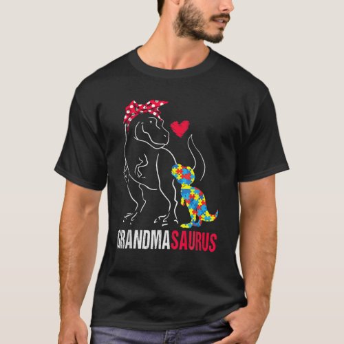 Grandmasaurus T Rex Dinosaur Grandma Saurus Autism T_Shirt