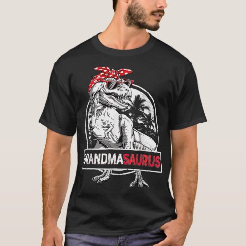 Grandmasaurus T rex Dinosaur Grandma Saurus cowboy T_Shirt