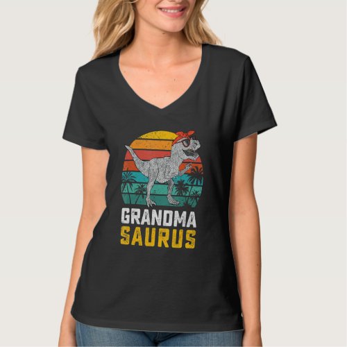 Grandmasaurus T Rex Dinosaur Grandma Saurus Family T_Shirt