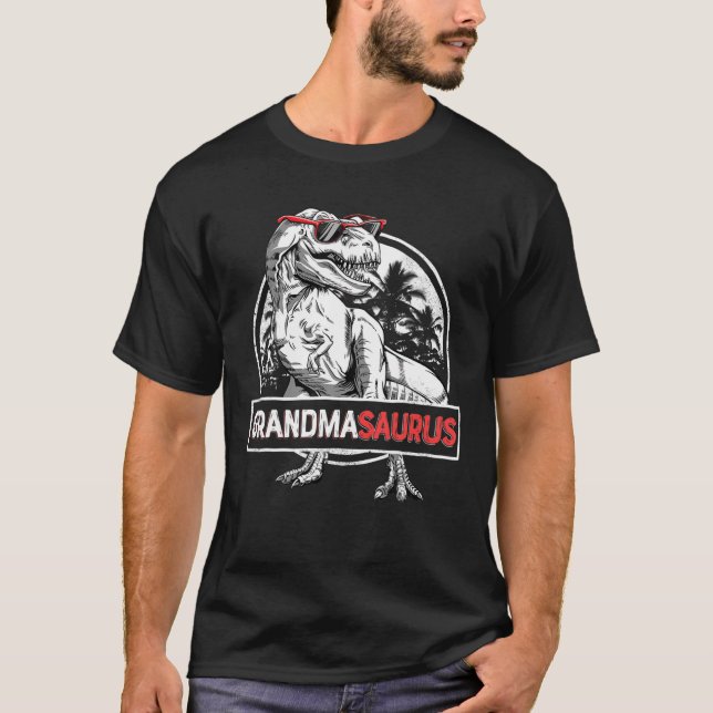 Grandmasaurus T rex Dinosaur Grandma Saurus Family T-Shirt (Front)