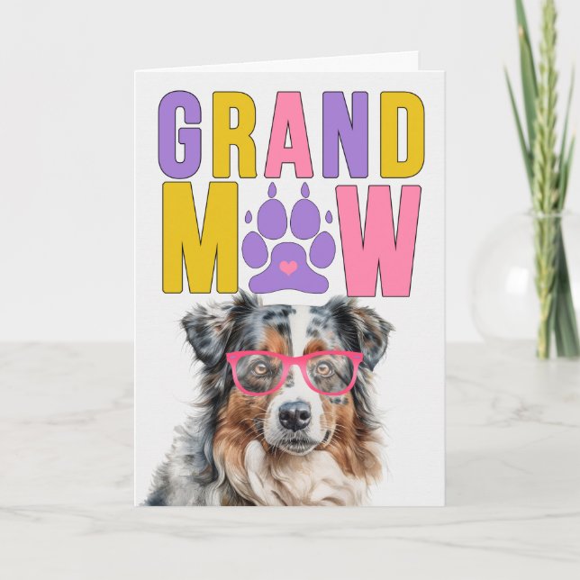 GrandMAW Australian Shepherd Dog Grandparents Day Holiday Card (Front)