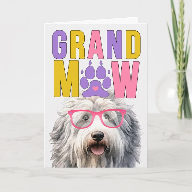 GrandMAW Sheepdog GrandDOG Grandparents Day Holiday Card (Front)