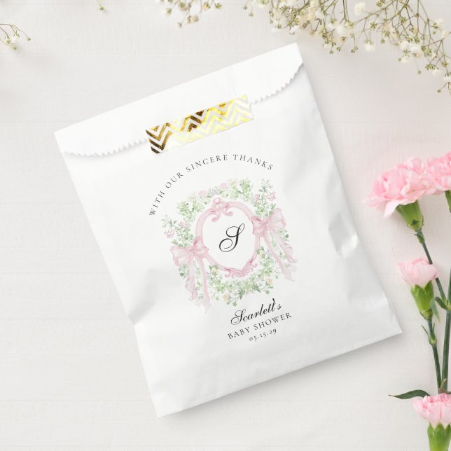 Grandmelenial Botanical Monogram Baby Shower  Favor Bag (Sealed)