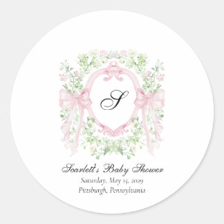 Grandmellenial Botanical Crest Baby Shower Classic Round Sticker