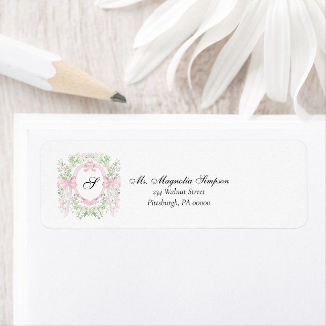 Grandmellenial Botanical Crest Baby Shower  Label (Insitu)