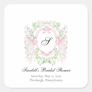 Grandmellenial Botanical Crest Baby Shower Square Sticker
