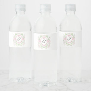 Grandmellenial Botanical Monogram Baby ShowerWater Water Bottle Label