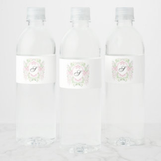 Grandmellenial Botanical Monogram Baby ShowerWater Water Bottle Label