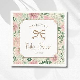Grandmillenial Blush Sage Anemone Gold Baby Shower Napkins