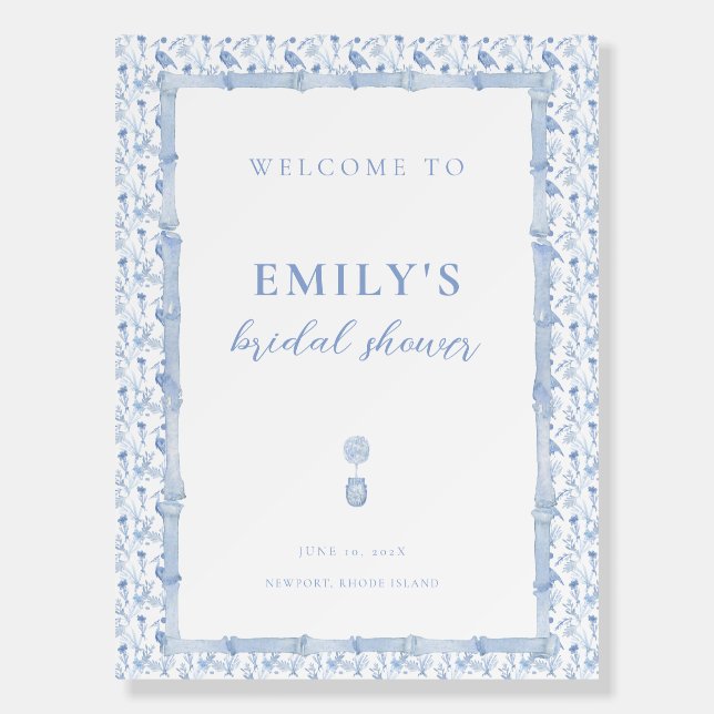 Grandmillenial Chinoiserie Bridal Shower Welcome Foam Board (Front)