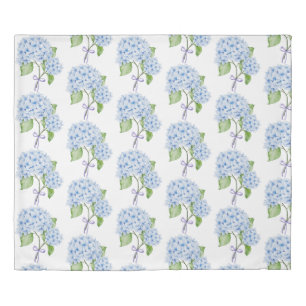 Grandmillenial floral hydrangea bow blue preppy duvet cover