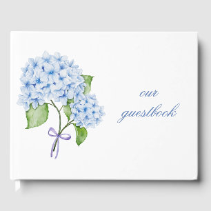 Grandmillenial floral hydrangea bow blue preppy  guest book