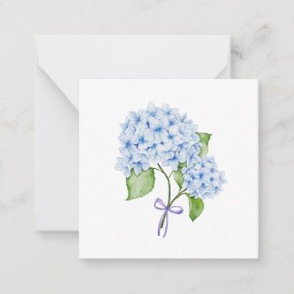 Grandmillenial floral hydrangea bow blue preppy note card
